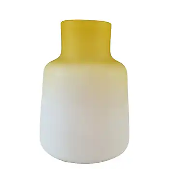 Victorian Satin Cased Glass Yellow & White Antique Vase