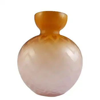 Victorian Satin Air Trap Peach & White Glass Globe Vase