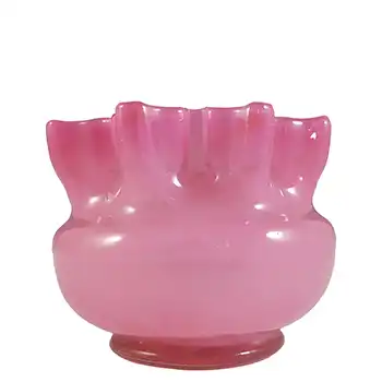 Welz Bohemian Pink Glass Victorian Snowflake Posy Vase / Bowl