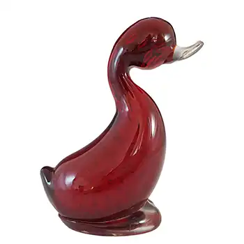 Whitefriars Vintage Ruby Red Glass 'Dilly Duck' Figurine