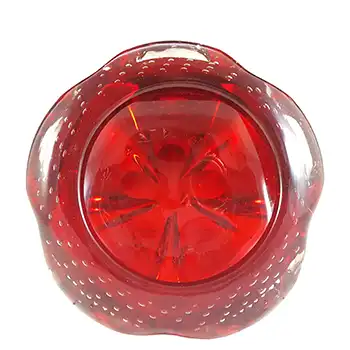 Whitefriars #9778 Ruby Red Glass Controlled Bubble Vintage Bowl