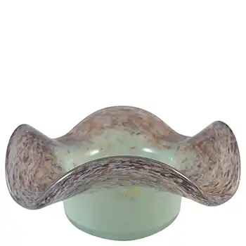 SIGNED Vasart Green, Black & Aventurine Mottled Glass Bowl B043