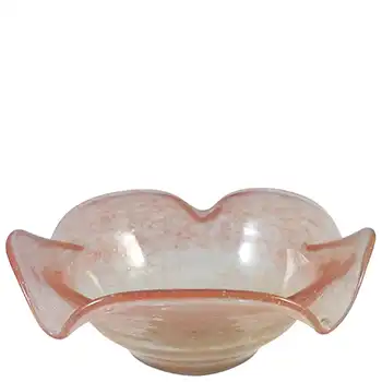 SIGNED Vasart Pink/Peach Bubbly Mottled Glass Bowl