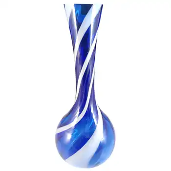 Cristalleria Artistica Toscana / Alrose Empoli Blue & White Glass Vase