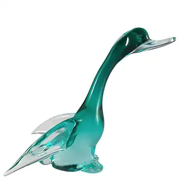 LABELLED Archimede Seguso Turquoise Glass Duck / Swan Figurine