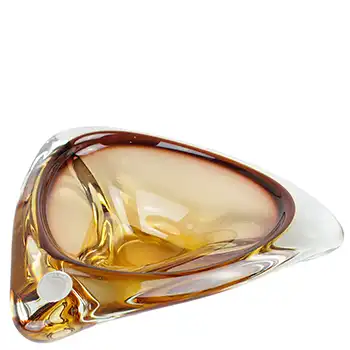 Arte Nuova Murano Brown & Amber Sommerso Glass Bowl - Labelled