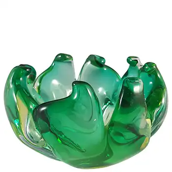 Arte Nuova Pustetto & Zanetti Murano Green & Uranium Sommerso Glass Bowl