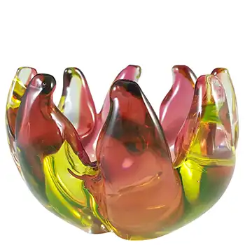 Arte Nuova Pustetto & Zanetti Murano Pink & Uranium Sommerso Glass Bowl