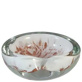 Murano Vintage Copper Aventurine White Glass Bowl / Ashtray