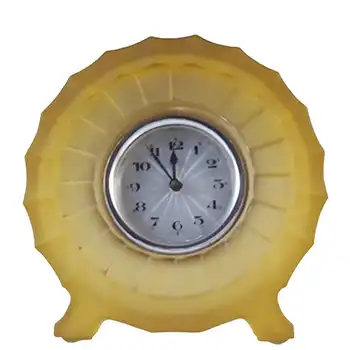 Bagley #3007 Art Deco Frosted Amber Glass 'Bamboo' Clock