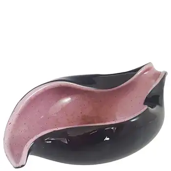 Barbini Murano Pink & Black Copper Aventurine Glass Ashtray Bowl