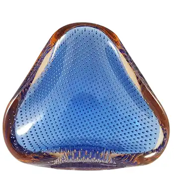 Ferro Italarts Murano Blue & Pink Glass Bubble Bowl