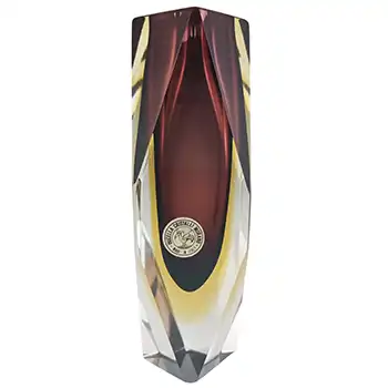 Bucella Cristalli Murano Faceted Purple & Amber Sommerso Glass Vase