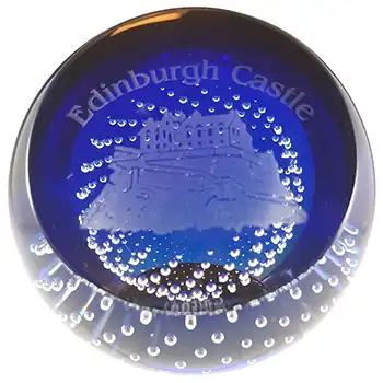 Caithness Blue Glass "Edinburgh Castle" Paperweight