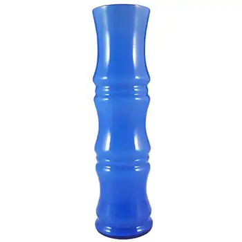 Chinese Vintage 1970's Blue Retro Cased Glass 'Bamboo' Vase