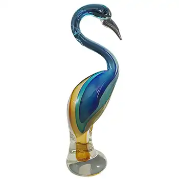 Chinese / Shudehill Blue & Amber Sommerso Glass Bird Sculpture