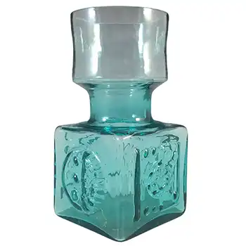 Dartington #FT65 Blue Glass Frank Thrower 'Geometric' Vase