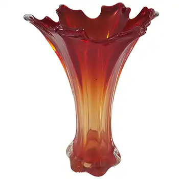 LABELLED Vetro Artistico Veneziano Murano Red Cased Glass Vase