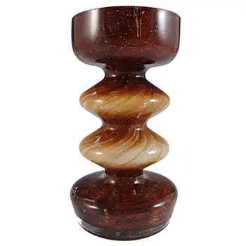 Friedrich German Brown Bubbly Cased Glass 'Hooped' Vase