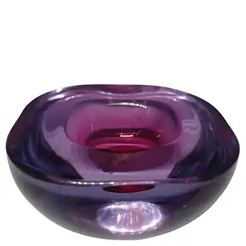 Archimede Seguso Murano Pink & Blue Glass Geode Bowl - Labelled
