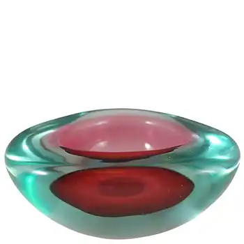Archimede Seguso Murano Pink & Blue Sommerso Glass Geode Bowl