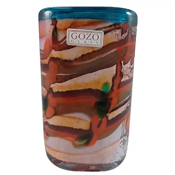 SIGNED & LABELLED Gozo Maltese Orange & Pink Glass Vase
