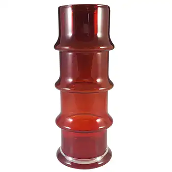 Riihimaki #1532 Riihimaen Lasi Oy Red Hooped Cased Glass Vase