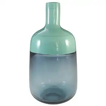Large Incalmo Turquoise & Blue Fused Glass Bottle Vase