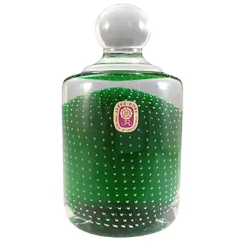 LABELLED Jaffe Rose Czech Green Bubble Glass Paperweight