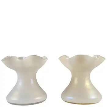 Kralik Pair of Art Nouveau Iridescent Mother-of-Pearl Glass Vases