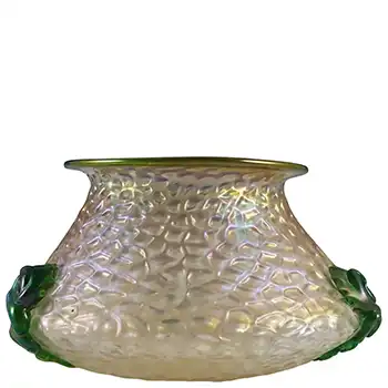 Kralik Art Nouveau Antique Iridescent Glass 'Martelé' Vase