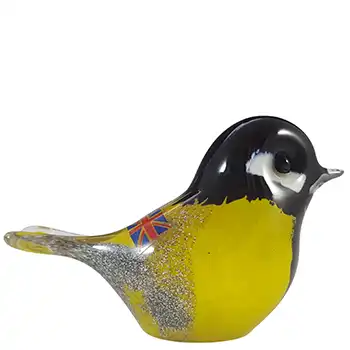 Langham Yellow & Black Glass 'Great Tit' Bird - Signed & Marked