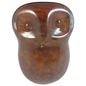 LABELLED Langham British Vintage Brown Glass Owl