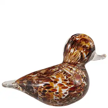 MARKED Langham Speckled Brown & Clear British Glass Duck