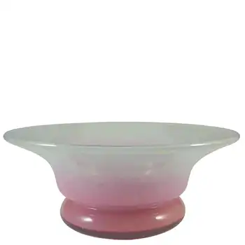SIGNED Vasart Large Pink & Green Mottled Glass Bowl B016
