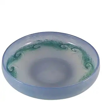 SIGNED Vasart Large Blue & Green Glass Whorls Bowl B029