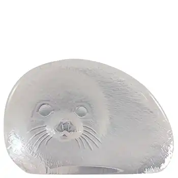 SIGNED Mats Jonasson #3303 Glass Seal Paperweight