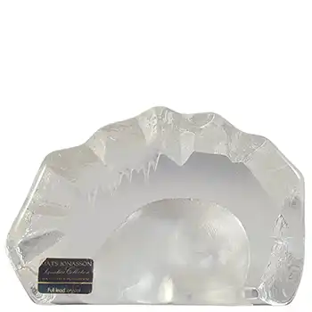 SIGNED & LABELLED Mats Jonasson #3150 Swedish Glass Seal Paperweight