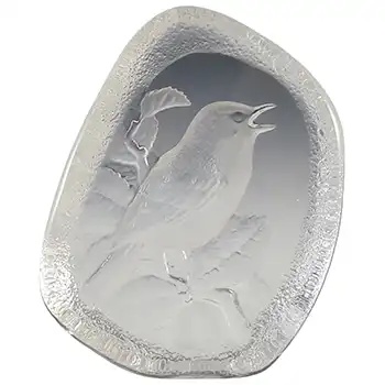 Mats Jonasson #28131 Glass Bird Paperweight - Signed
