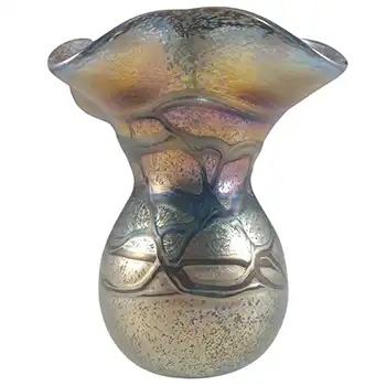 SIGNED Mtarfa Maltese Iridescent Glass Vintage Vase