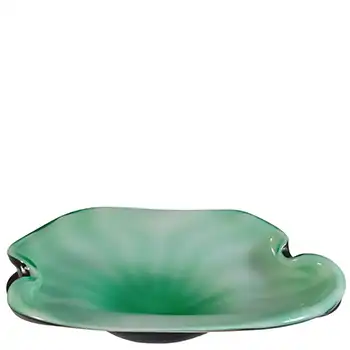 Murano Large Mint Green & Black Glass Ashtray Bowl