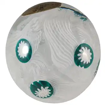 LABELLED La Serenissima Murano Millefiori Glass Vintage Paperweight