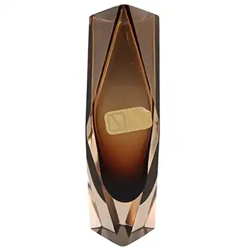 V Nason & C Murano Faceted Brown & Amber Sommerso Glass Vase