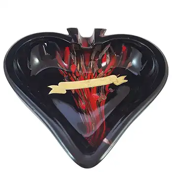 V Nason Murano Black & Red Glass Copper Aventurine Ashtray Bowl