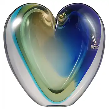 SIGNED M. Onesto Oball Murano Blue & Green Sommerso Glass Vase