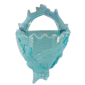 Victorian Blue Pearline Glass 'Driftwood and Shell' Wall Vase