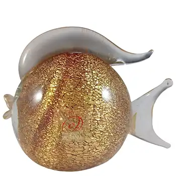 LABELLED Gambaro & Poggi Murano Gold Leaf Glass Fish Sculpture
