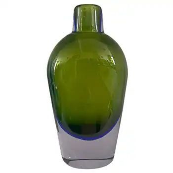 Seguso Vetri d'Arte #11732 Green & Lilac Sommerso Glass Vase by Flavio Poli