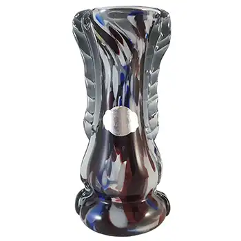 Romanian Vintage Retro Red, Blue & White Speckled Glass Vase