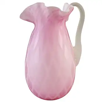 Victorian or Later Satin Air Trap Pink & White Glass Vase